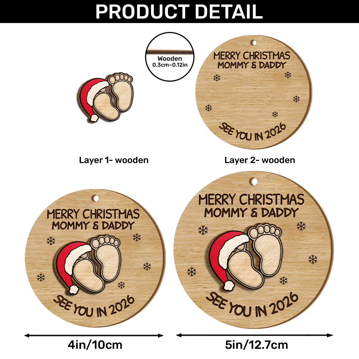 See You My Baby In 2026 - Personalized 2-Layered Wooden Ornament - Image 6