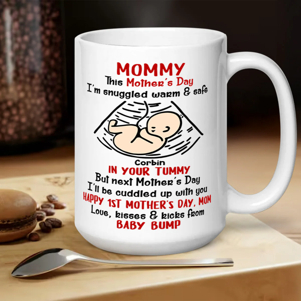 See You Next Mother's Day Baby Bum - Personalized Mug - Image 5