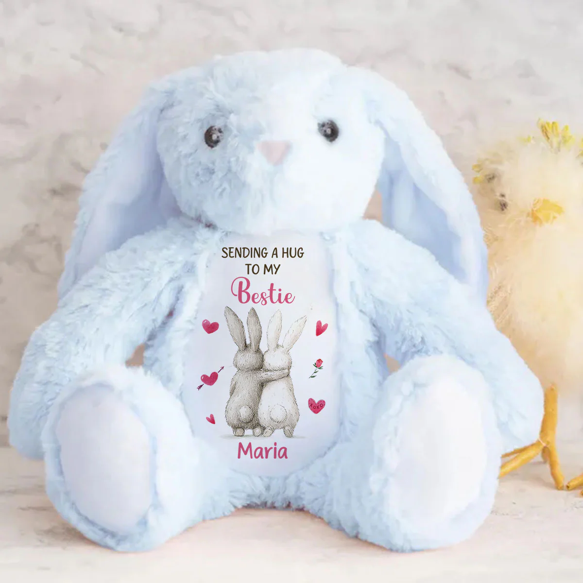 Sending A Hug To My Bestie - Personalized Stuffed Bunny - Image 4
