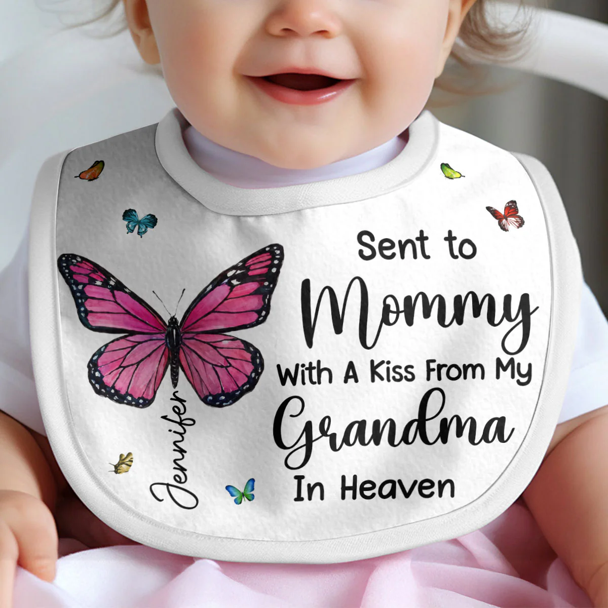 Sent With A Kiss From Heaven - Personalized Baby Bib - Image 3