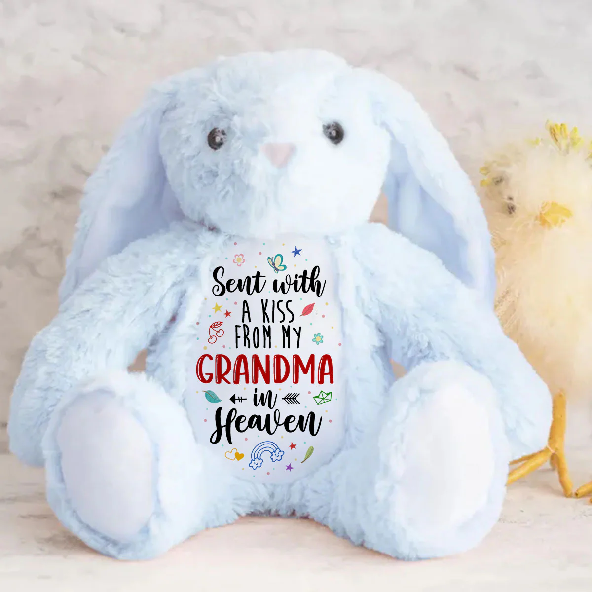 Sent With A Kiss From My Grandma In Heaven - Personalized Stuffed Bunny - Image 4