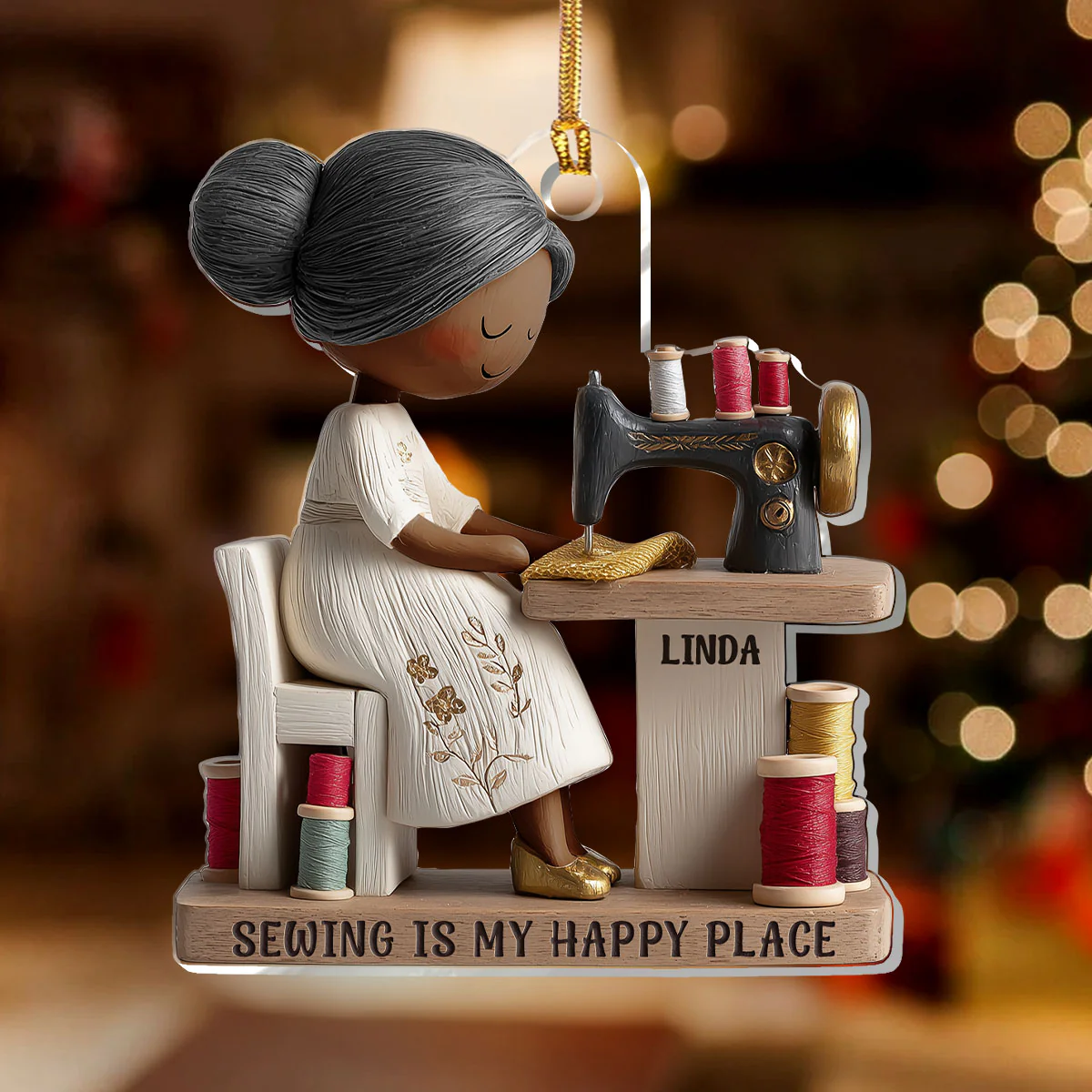 Sewing Is My Therapy - Personalized 1-Layer Acrylic Ornament - Image 2