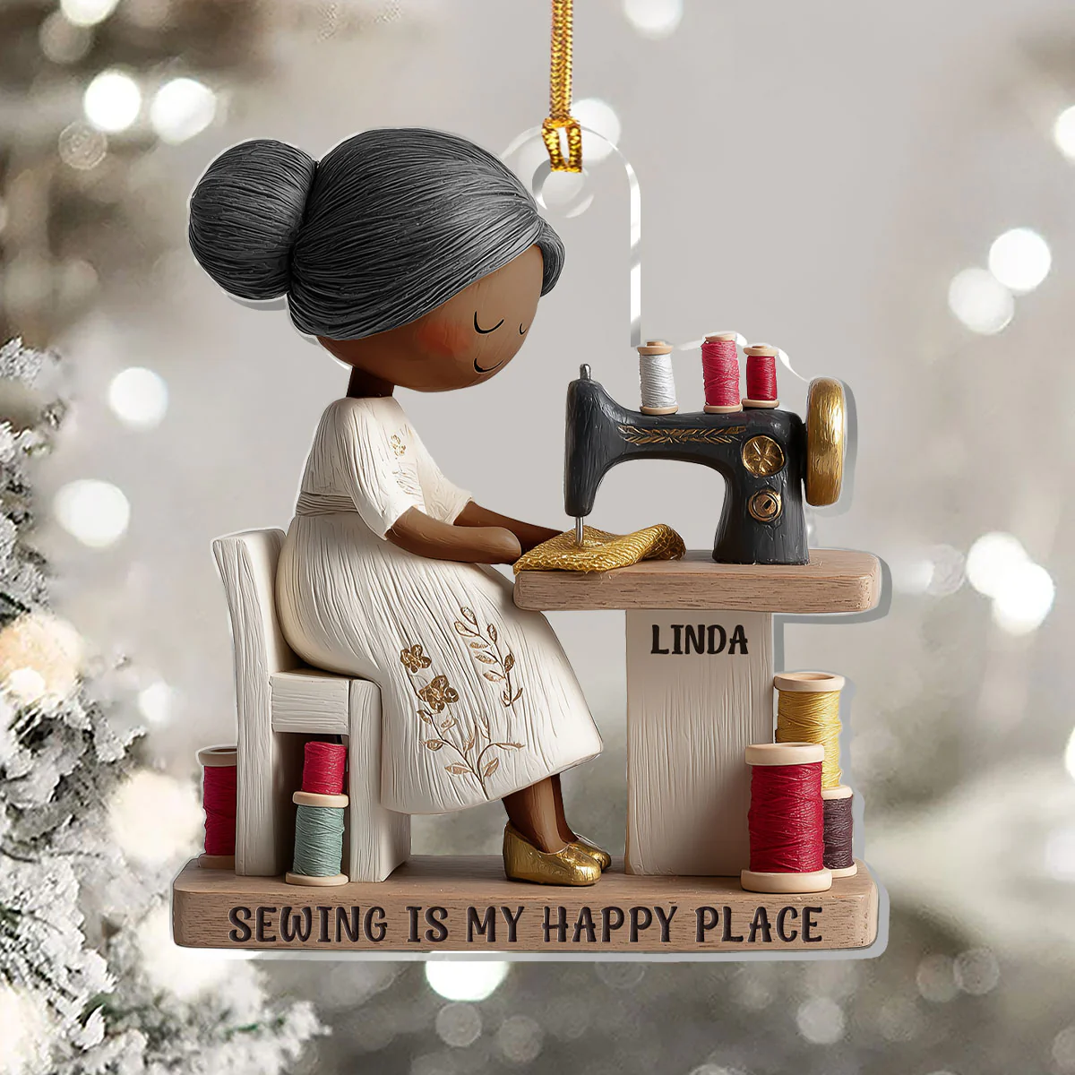Sewing Is My Therapy - Personalized 1-Layer Acrylic Ornament - Image 5