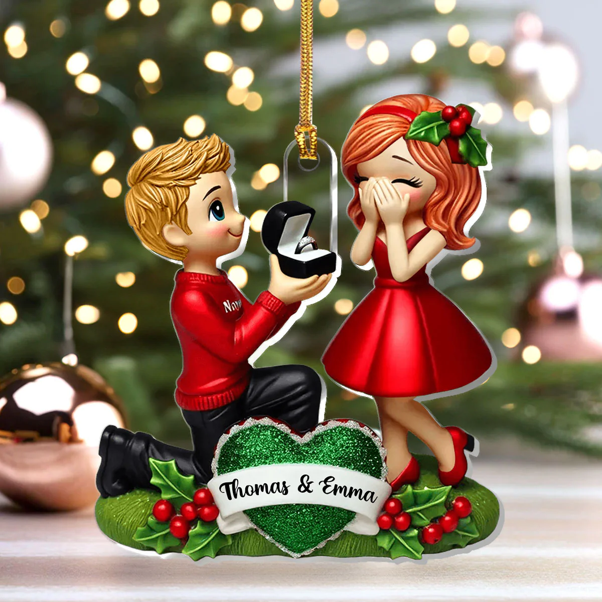 She Said Yes! - Personalized 1-Layer Acrylic Ornament - Image 4