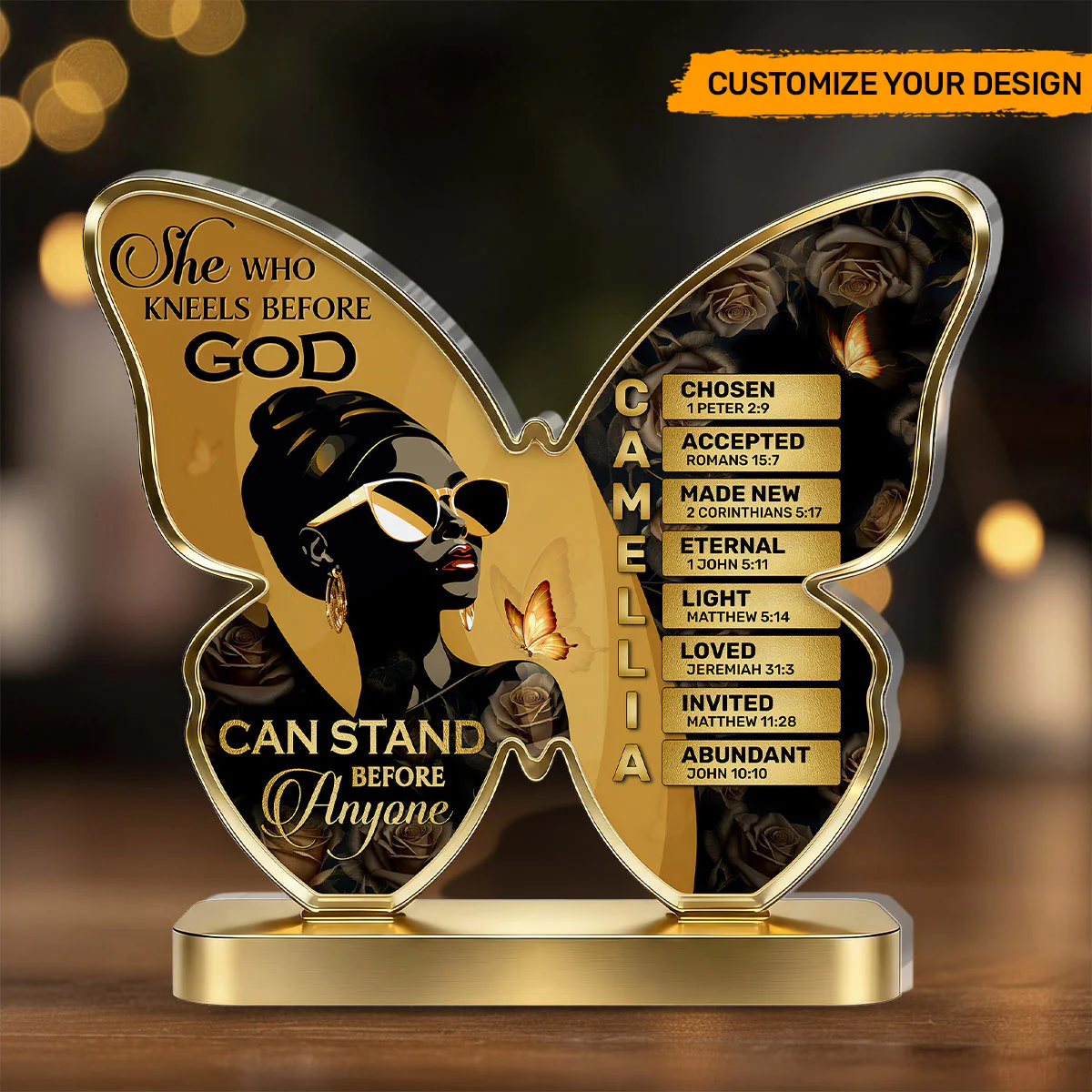 She Who Kneels Before God Can Stand Before Anyone - Personalized Custom Shaped Acrylic Plaque