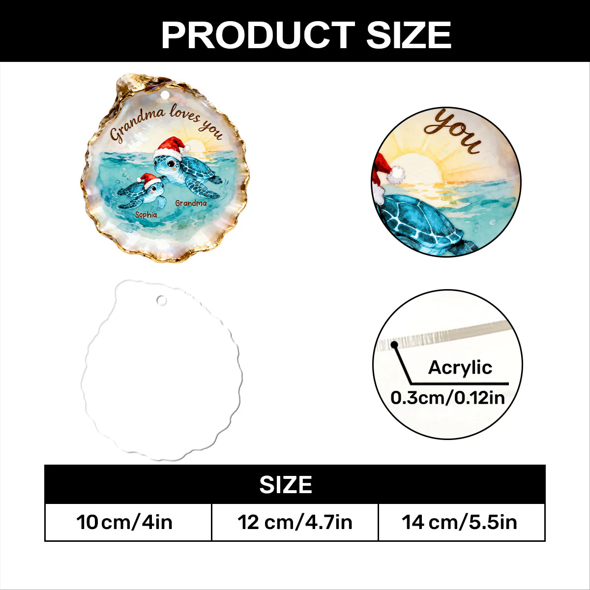 Shell Of Love Deep As The Ocean - Personalized 1-Layer Acrylic Ornament - Image 7