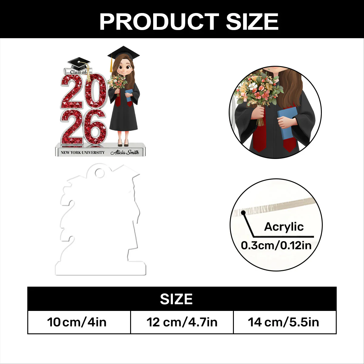 Shining Graduation Year Gift - Personalized 1-Layer Acrylic Ornament - Image 7