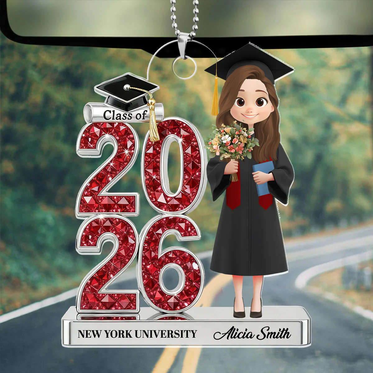 Shining Graduation Year Gift - Personalized Car Acrylic Hanging Ornament - Image 2