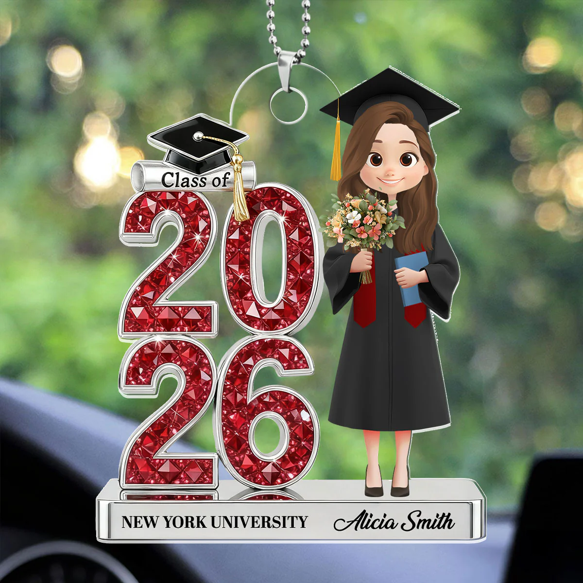 Shining Graduation Year Gift - Personalized Car Acrylic Hanging Ornament - Image 3