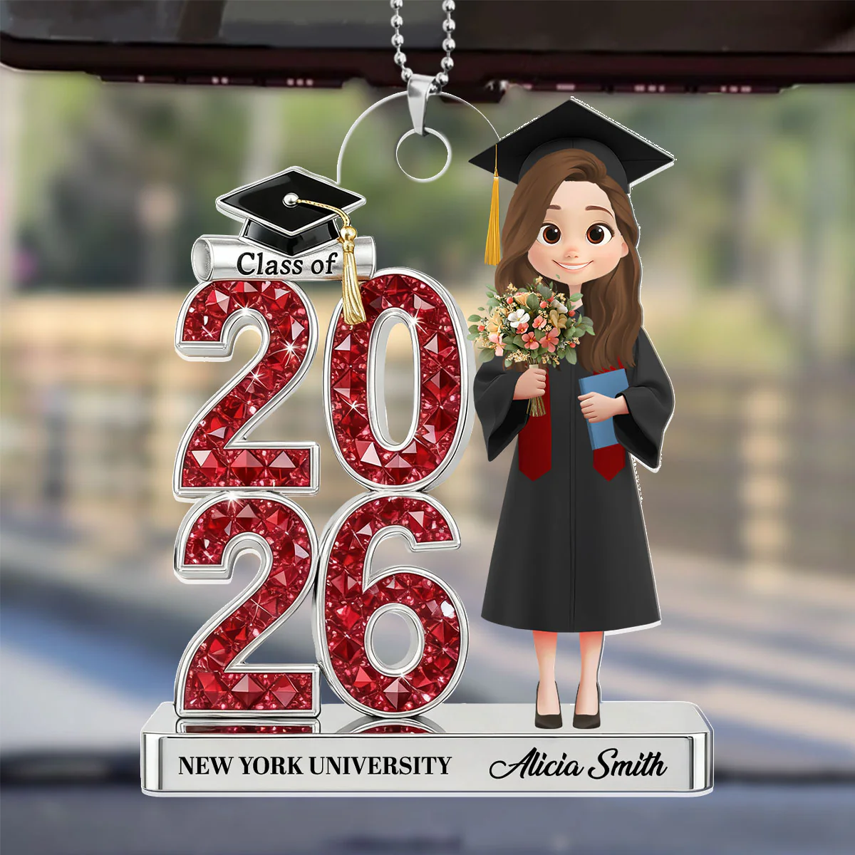 Shining Graduation Year Gift - Personalized Car Acrylic Hanging Ornament - Image 4