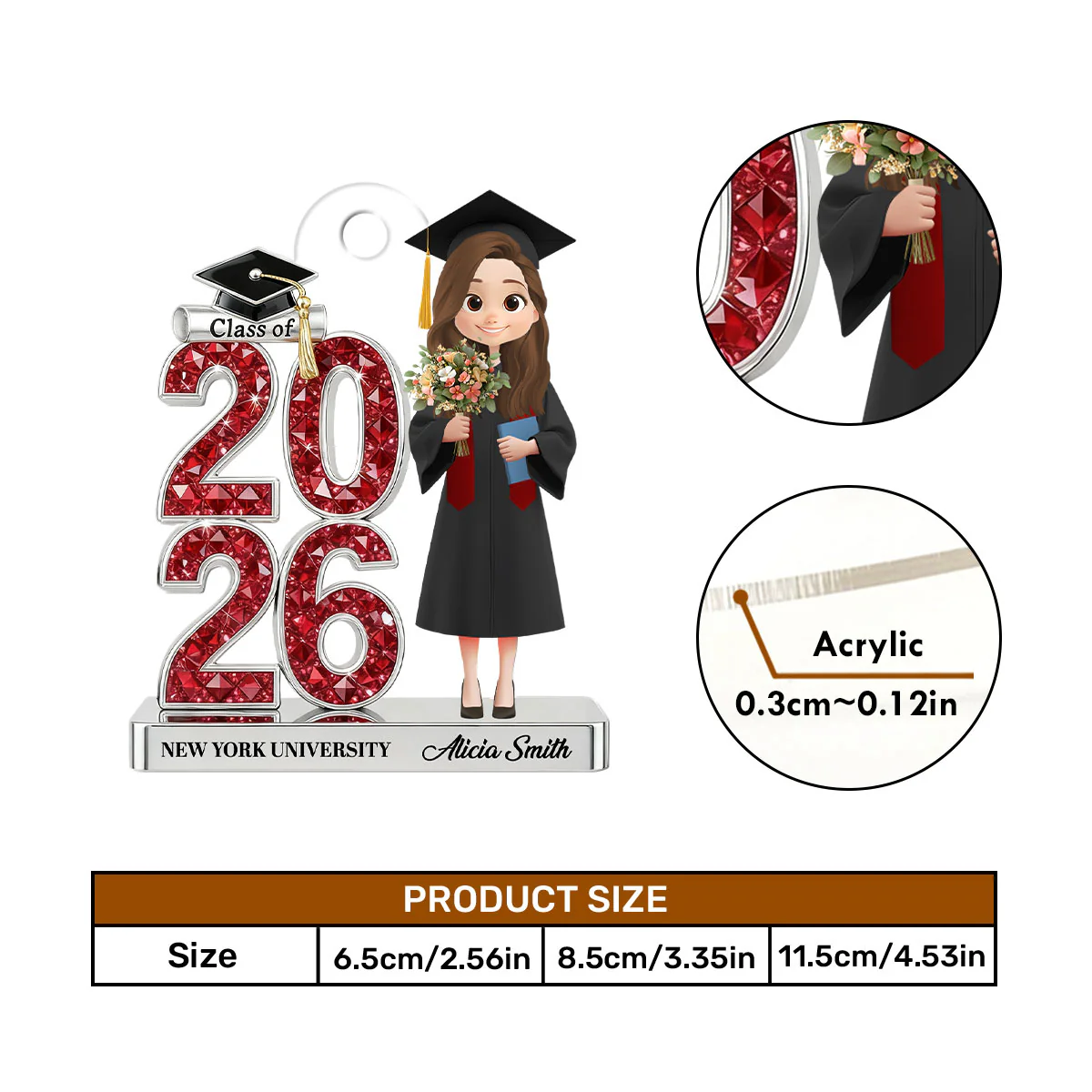 Shining Graduation Year Gift - Personalized Car Acrylic Hanging Ornament - Image 5