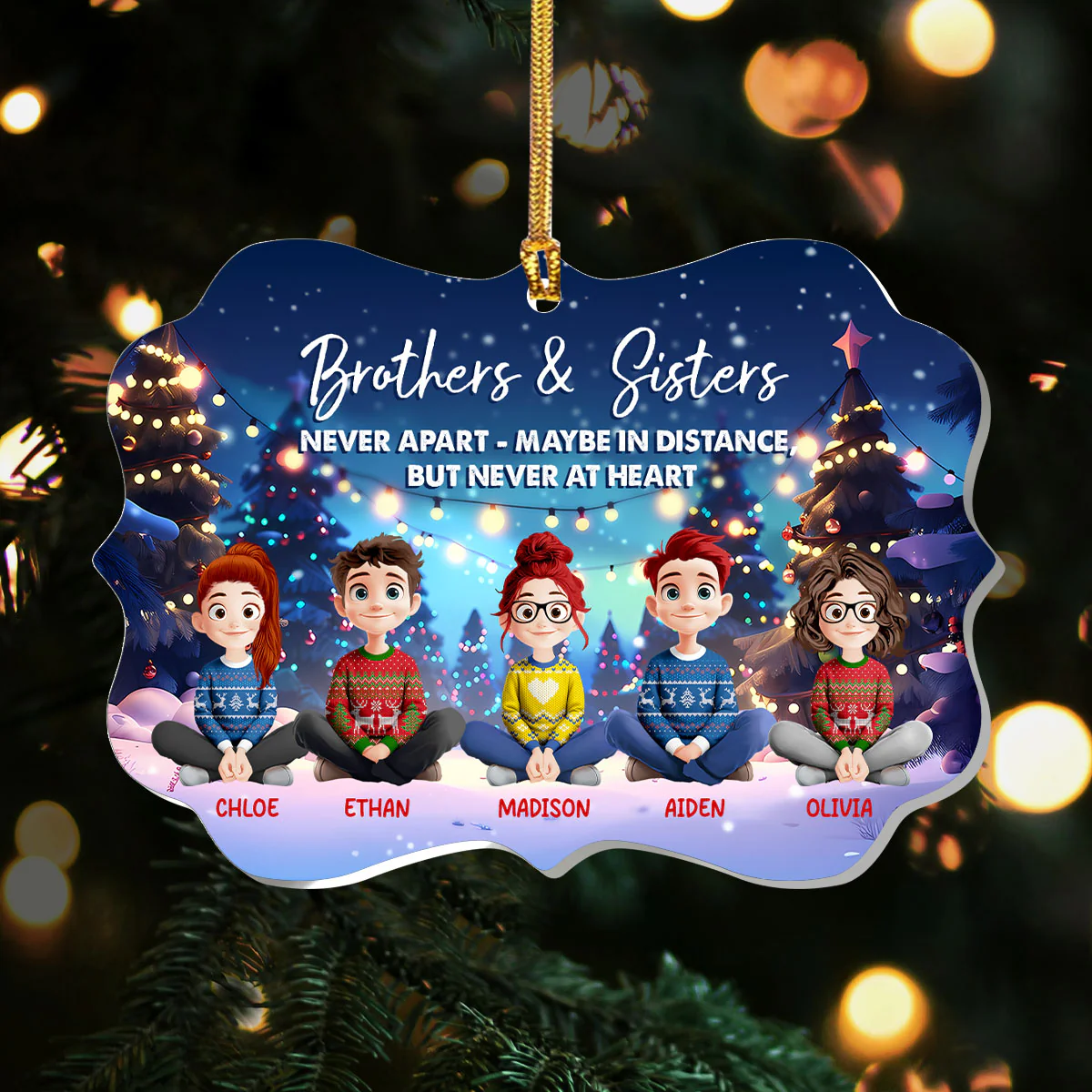 Sibling Love Christmas - Personalized 1-Layer Acrylic Ornament