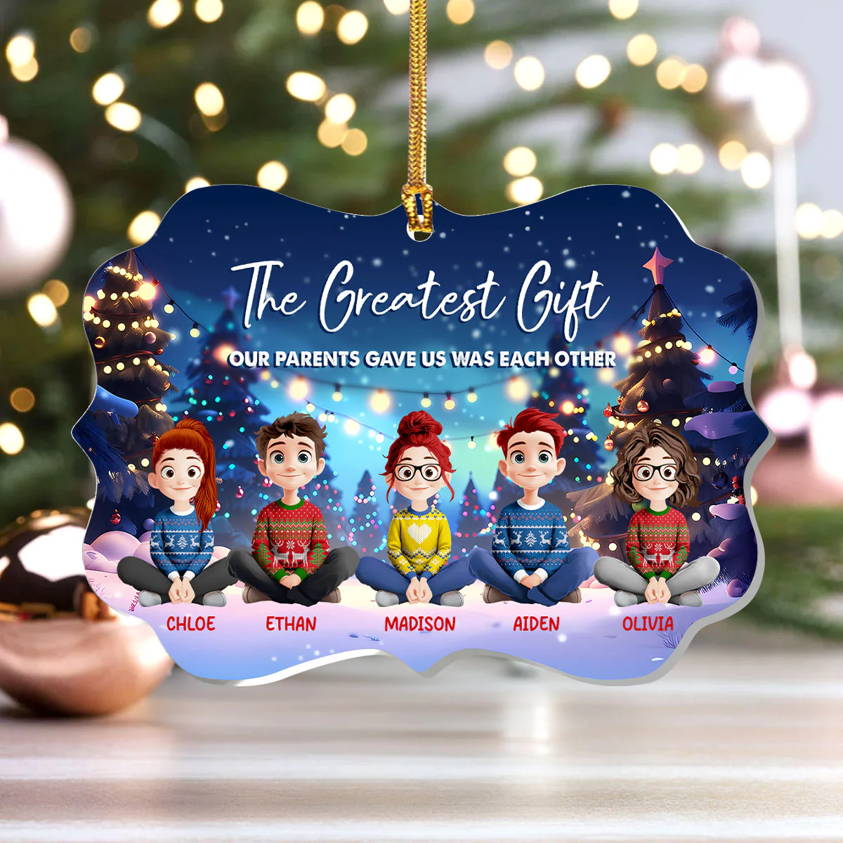 Sibling Love Christmas - Personalized 1-Layer Acrylic Ornament - Image 6