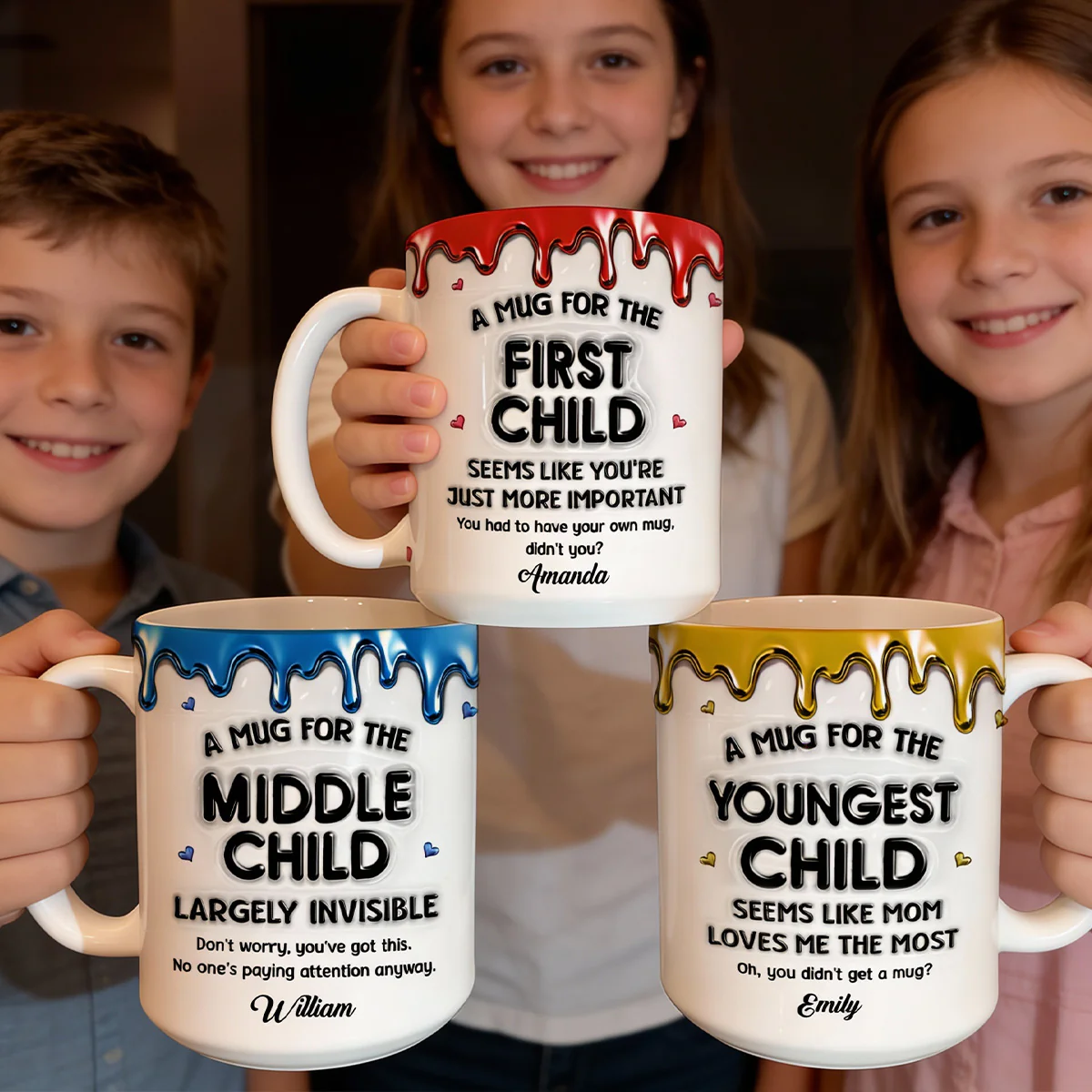 Sibling Truth Trio 2 - Personalized Ceramic Coffee Mug - Image 2