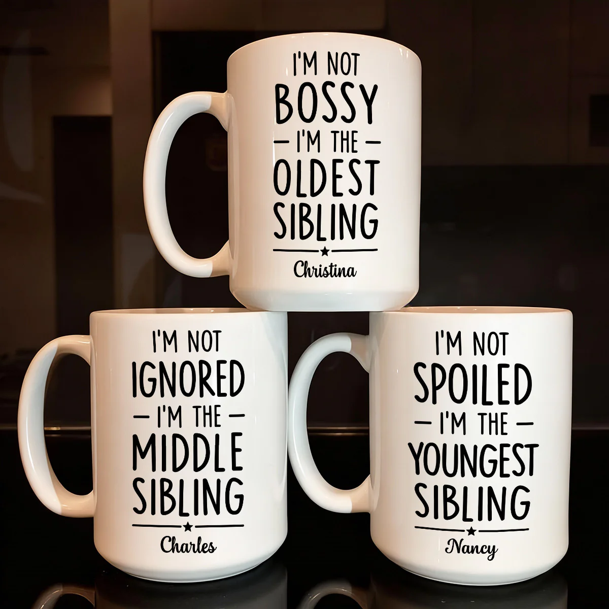 Sibling Truth Trio - Personalized Ceramic Coffee Mug