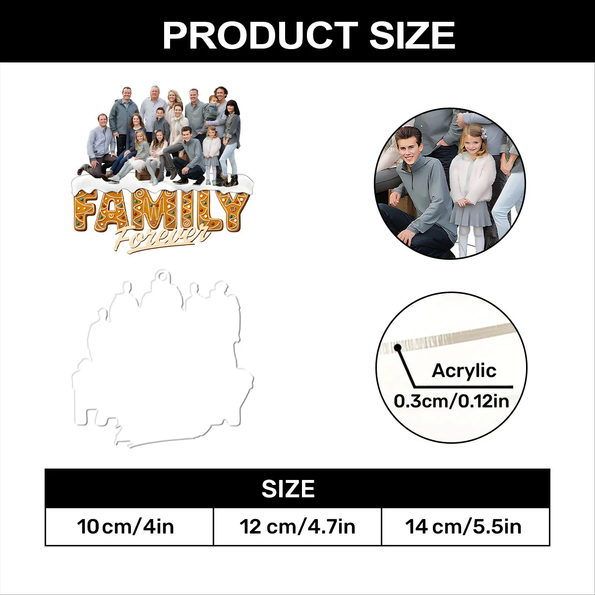 Siblings Family Forever Upload Photo - Personalized 1-Layer Acrylic Ornament - Image 7