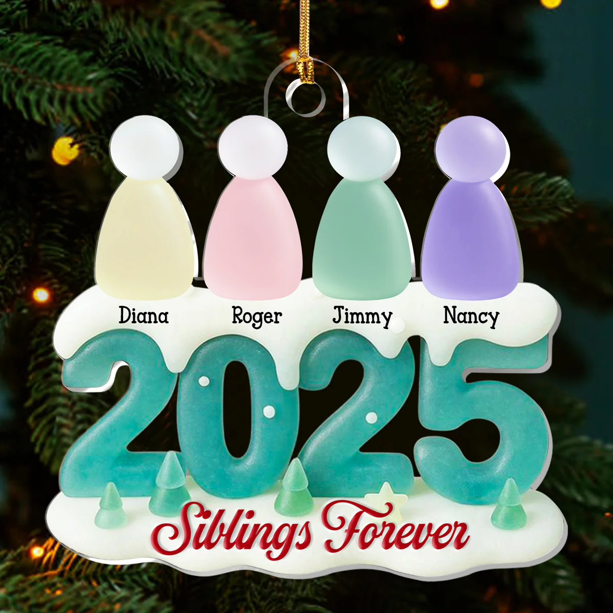 Siblings Forever 2 - Personalized 1-Layer Acrylic Ornament - Image 2