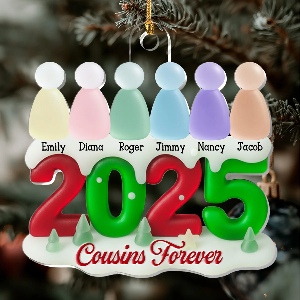 Siblings Forever 2 - Personalized 1-Layer Acrylic Ornament - Image 3