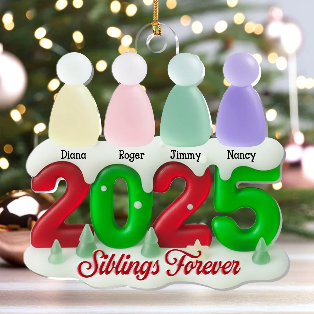 Siblings Forever 2 - Personalized 1-Layer Acrylic Ornament - Image 4