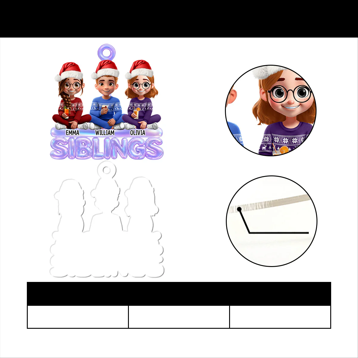 Siblings Forever - Personalized 1-Layer Acrylic Ornament - Image 7