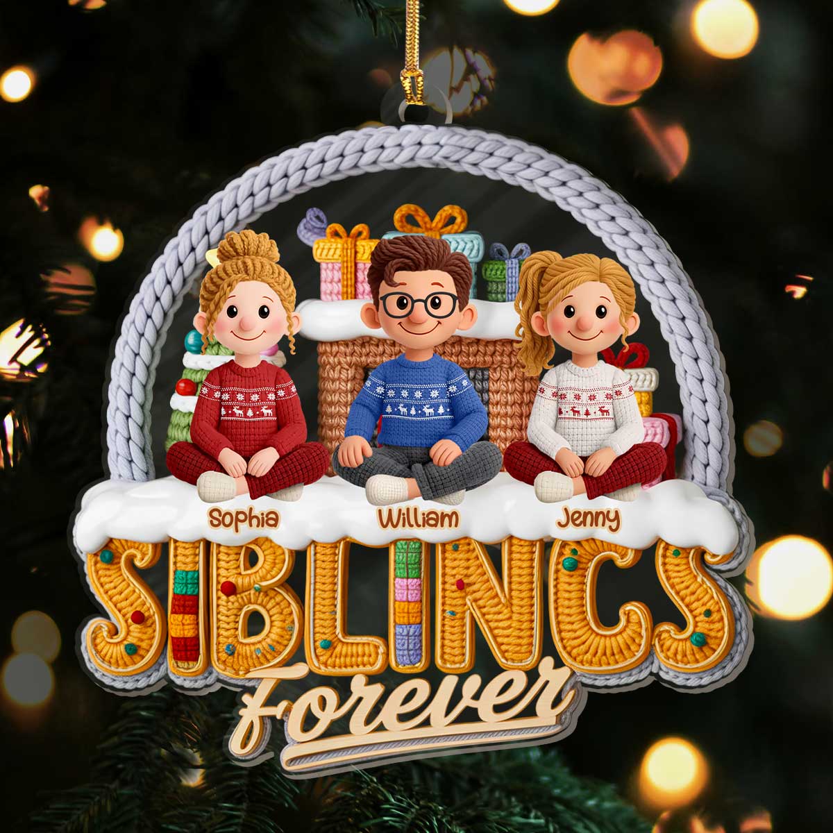 Siblings Forever - Personalized 1-Layer Acrylic Ornament