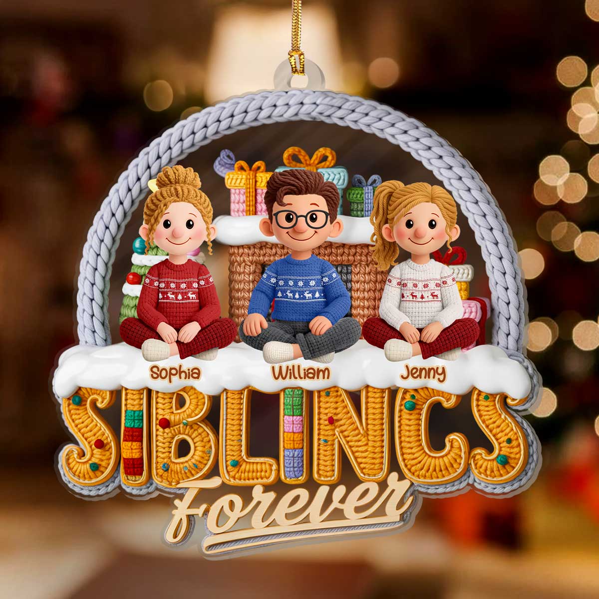 Siblings Forever - Personalized 1-Layer Acrylic Ornament - Image 2