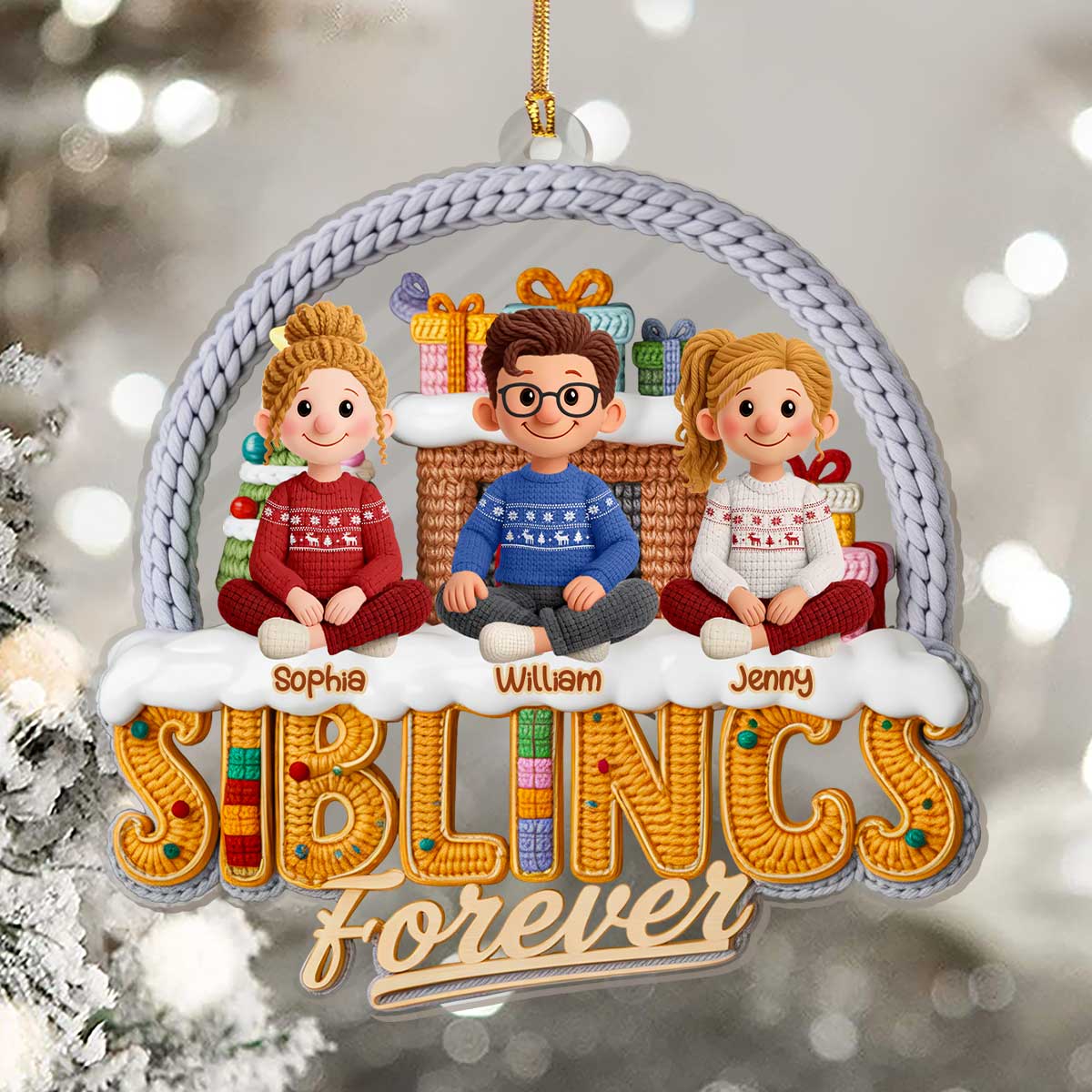 Siblings Forever - Personalized 1-Layer Acrylic Ornament - Image 5