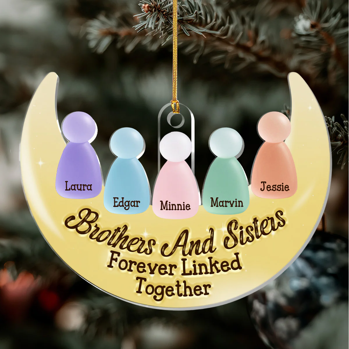 Siblings Forever - Personalized 1-Layer Acrylic Ornament - Image 3