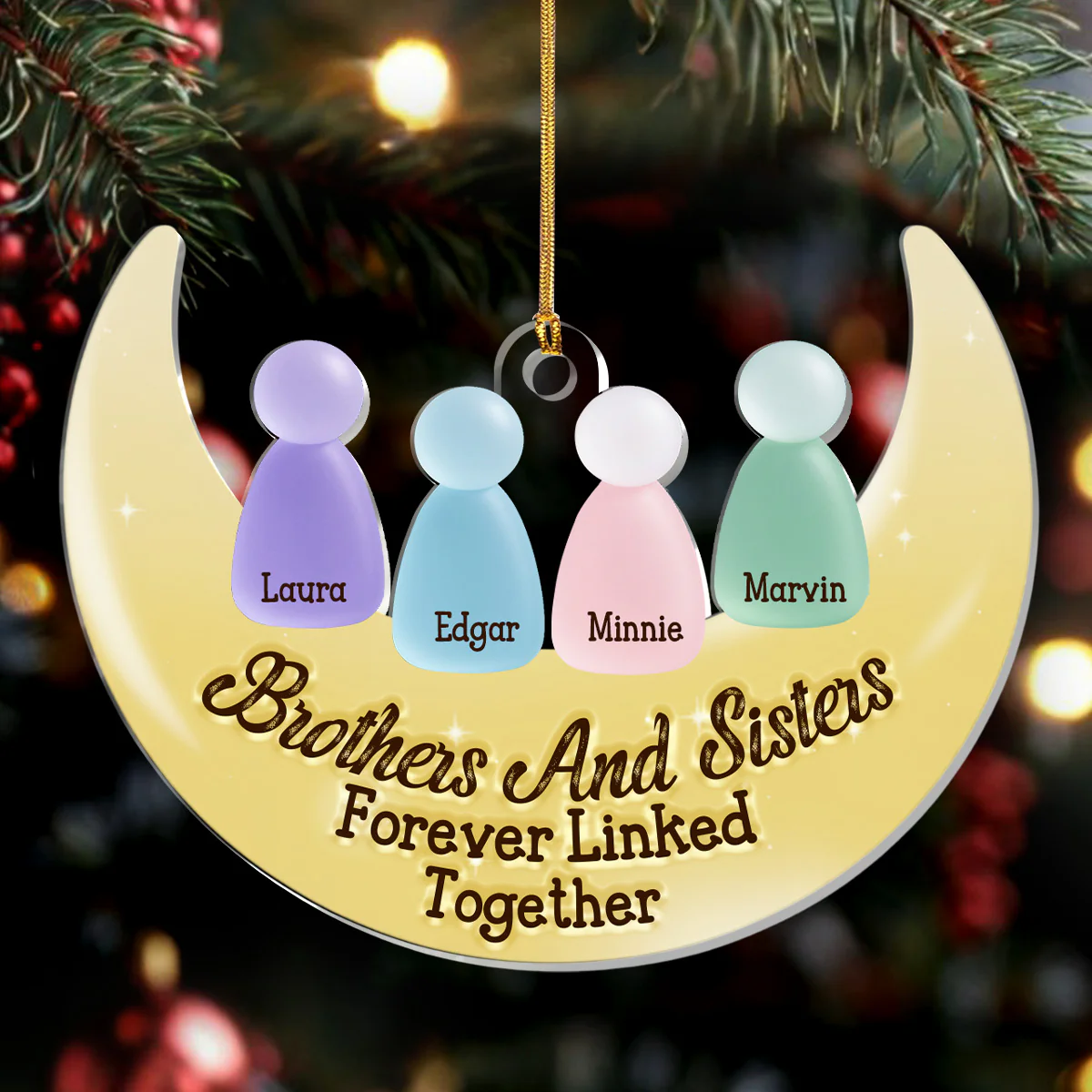 Siblings Forever - Personalized 1-Layer Acrylic Ornament - Image 4