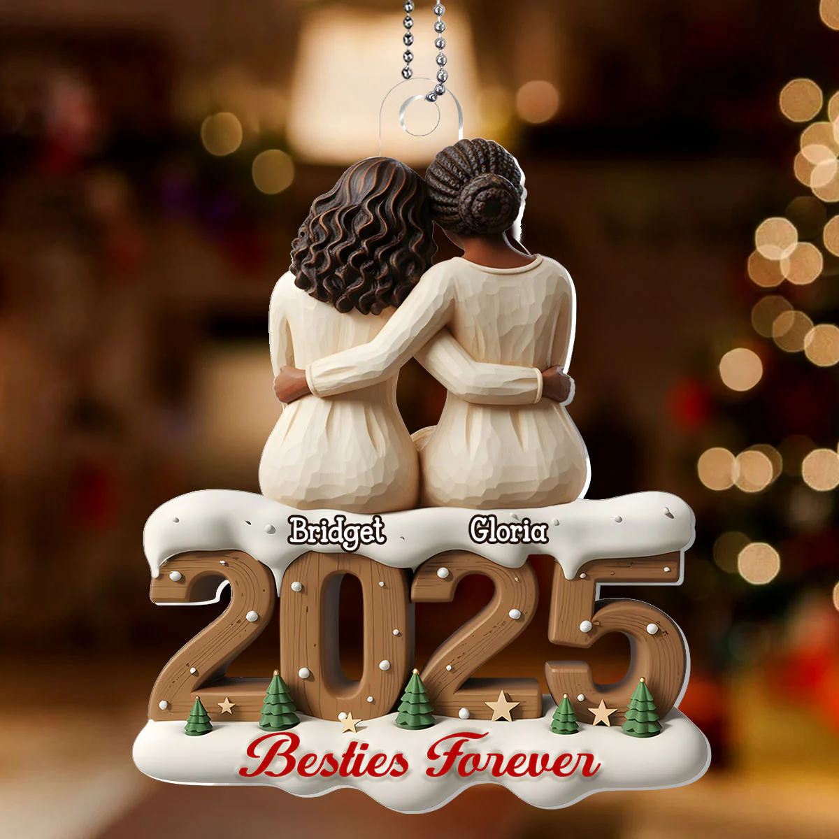Sisters And Besties Forever - Personalized 1-Layer Acrylic Ornament - Image 2