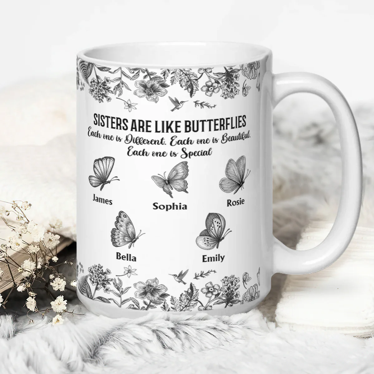 Sisters Are Different But Beautiful And Special - Personalized Ceramic Coffee Mug - Image 4