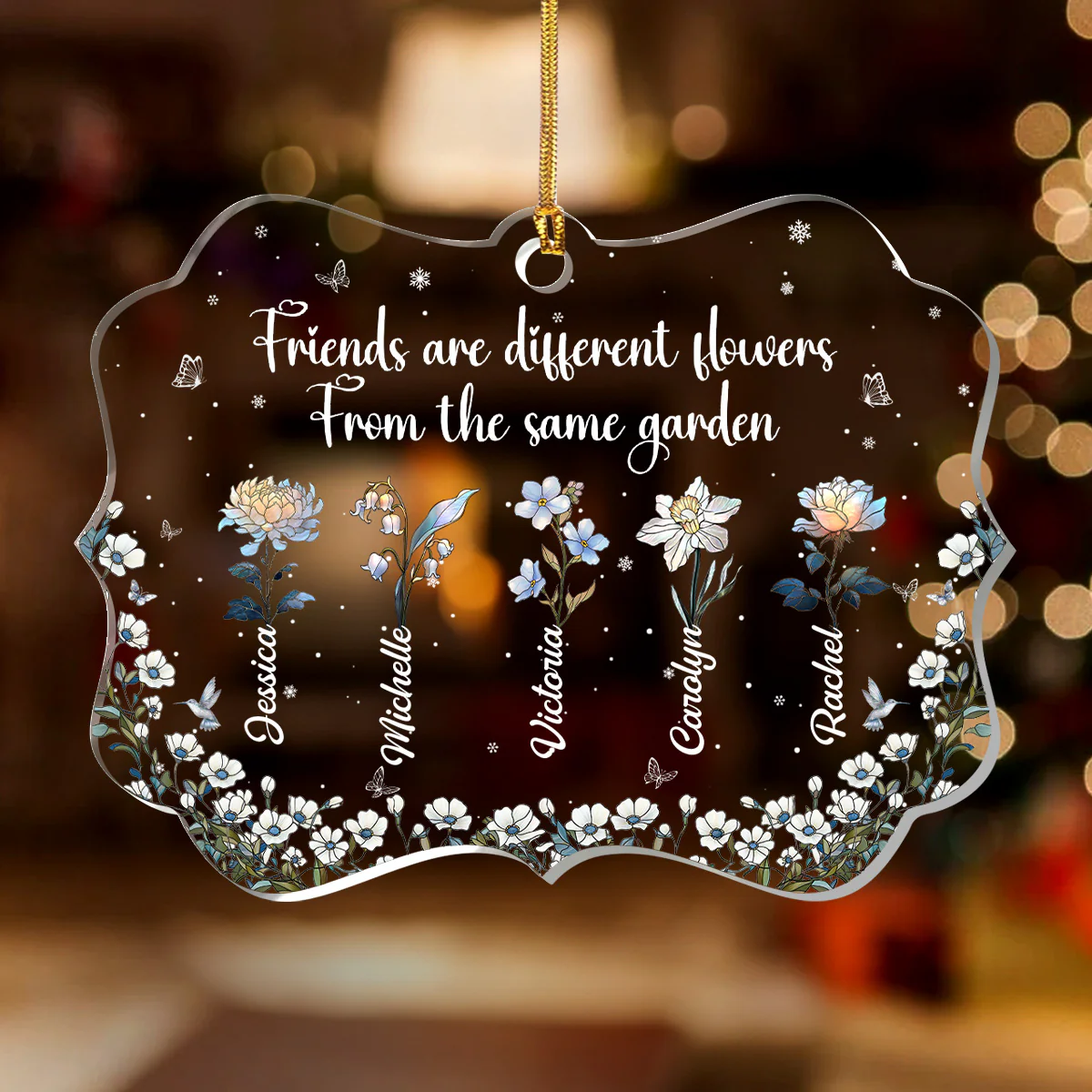 Sisters Are Different Flowers From The Same Garden - Personalized 1-Layer Acrylic Ornament - Image 2