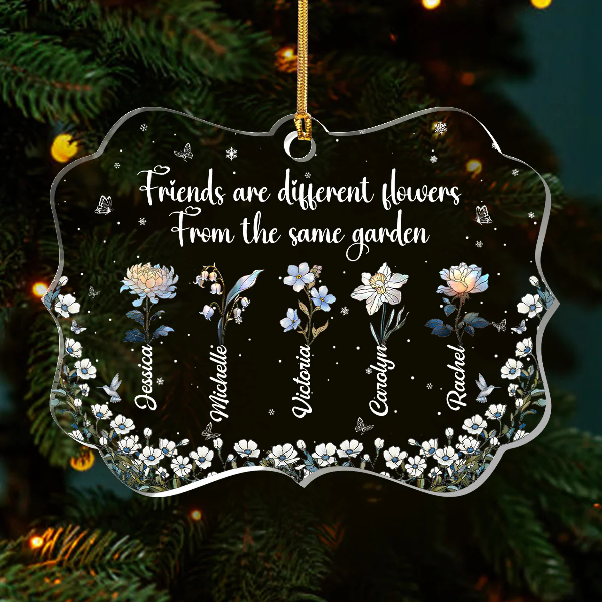 Sisters Are Different Flowers From The Same Garden - Personalized 1-Layer Acrylic Ornament - Image 3
