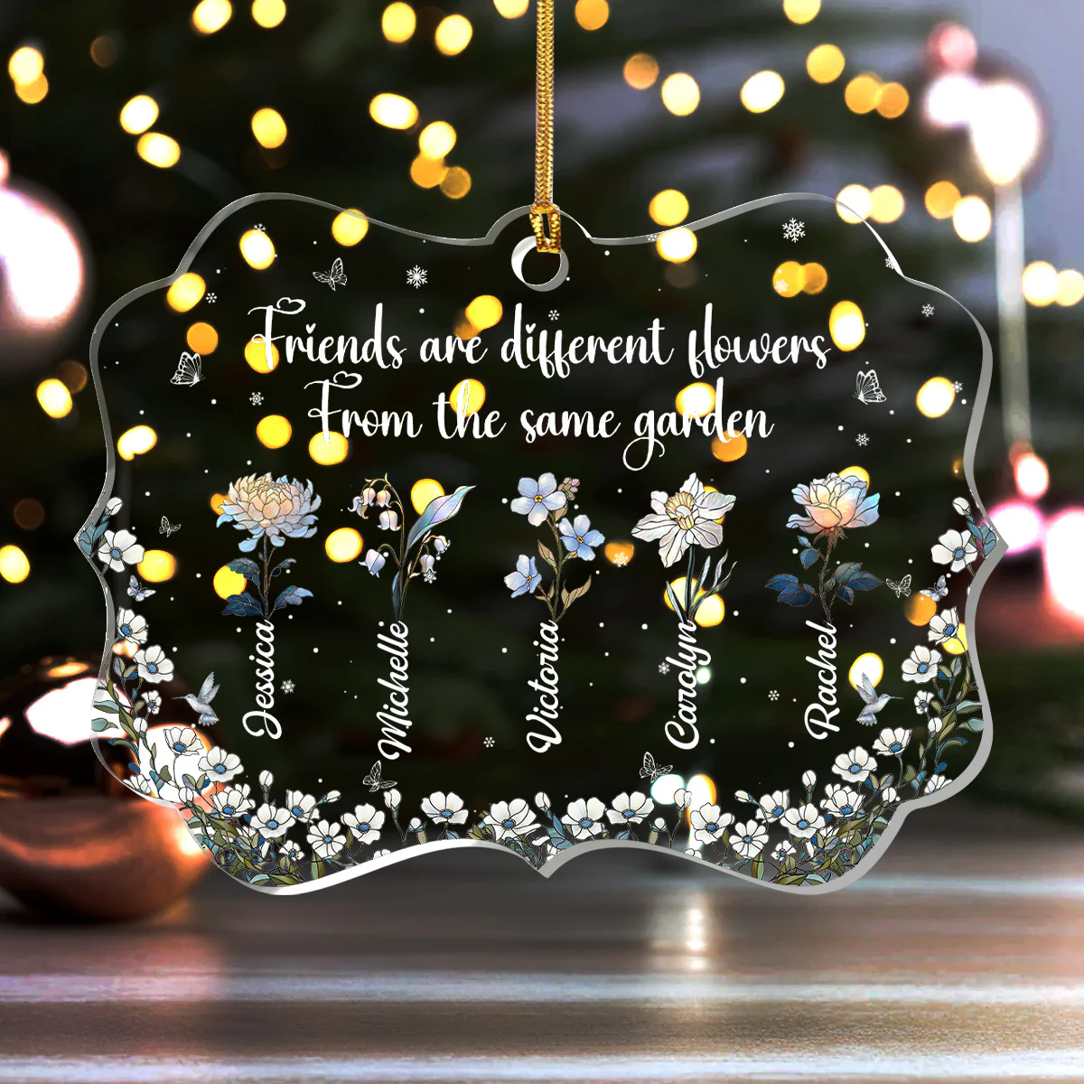 Sisters Are Different Flowers From The Same Garden - Personalized 1-Layer Acrylic Ornament - Image 4