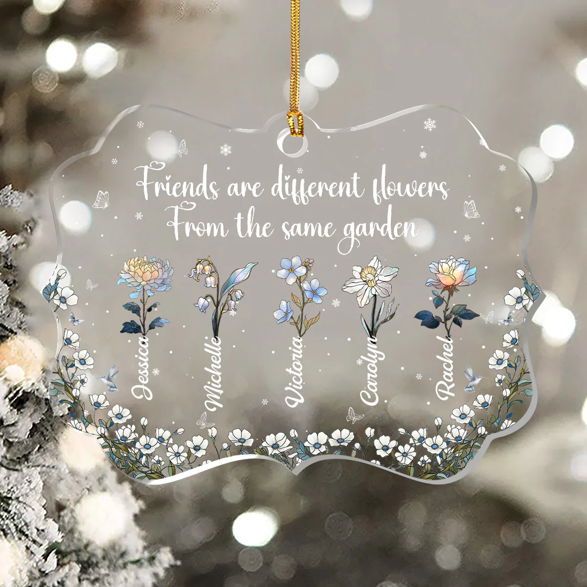 Sisters Are Different Flowers From The Same Garden - Personalized 1-Layer Acrylic Ornament - Image 5