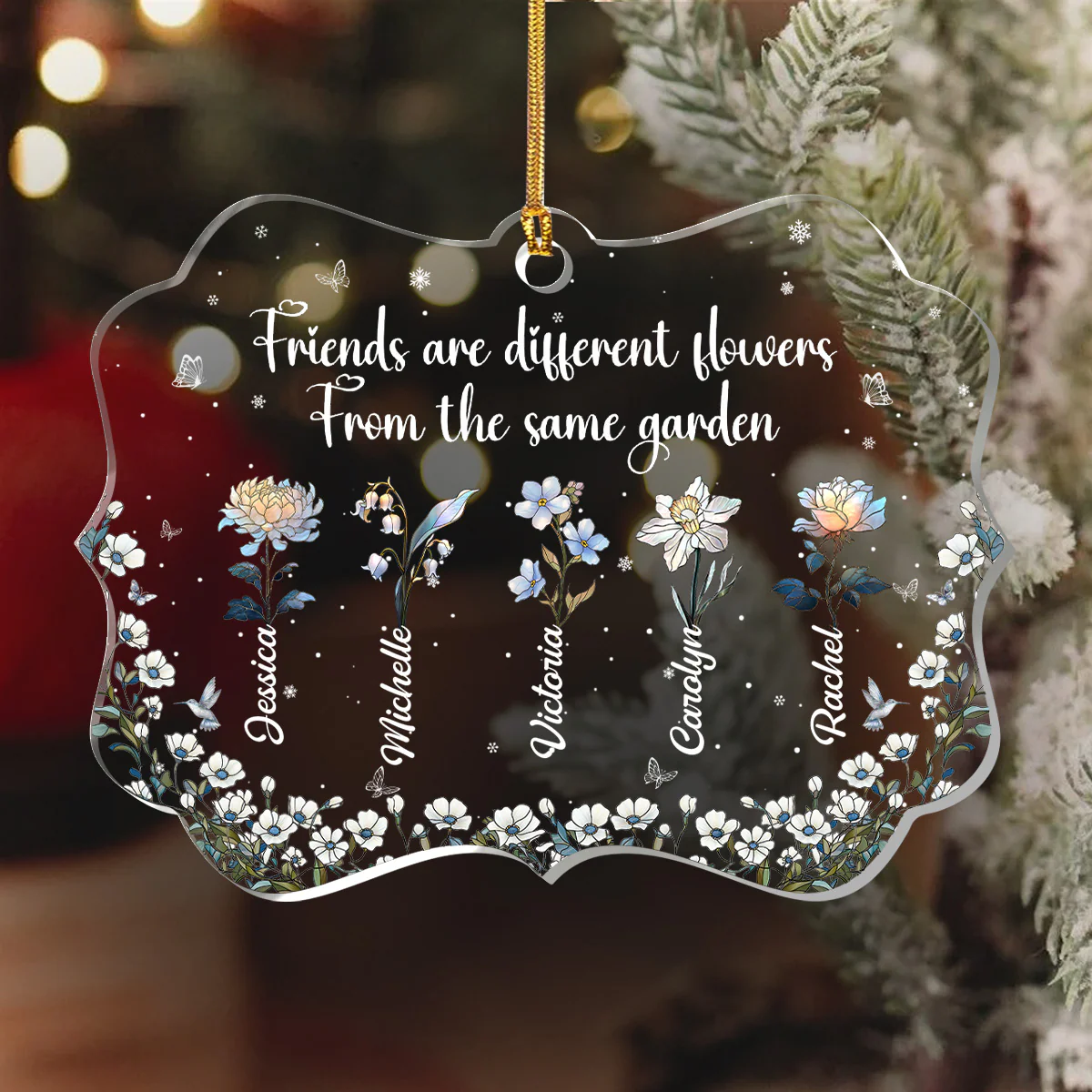 Sisters Are Different Flowers From The Same Garden - Personalized 1-Layer Acrylic Ornament - Image 6