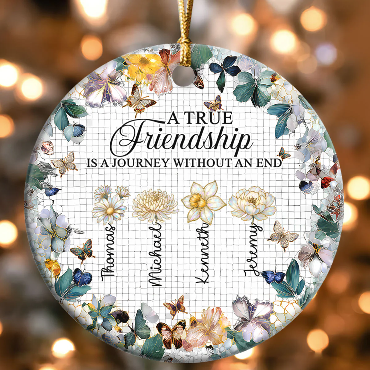 Sisters Are Different Flowers From The Same Garden - Personalized Round Shaped Ceramic Ornament - Image 4