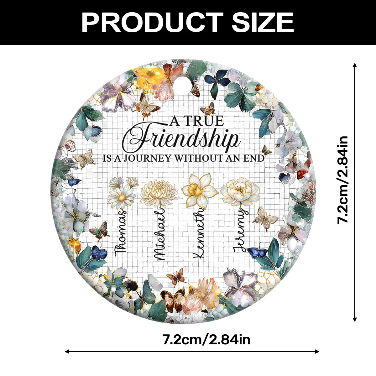Sisters Are Different Flowers From The Same Garden - Personalized Round Shaped Ceramic Ornament - Image 7