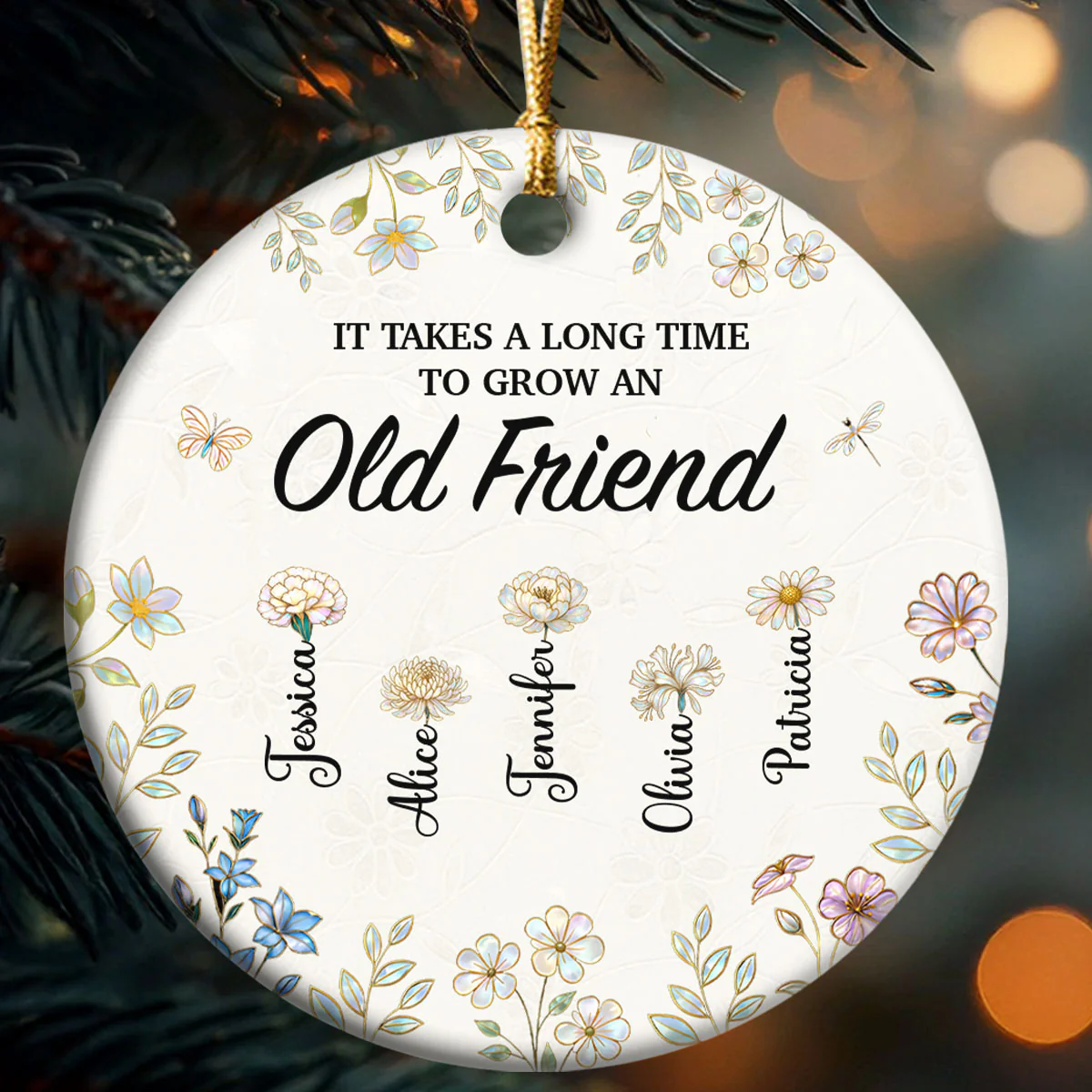Sisters Are Different Flowers From The Same Garden - Personalized Round Shaped Ceramic Ornament
