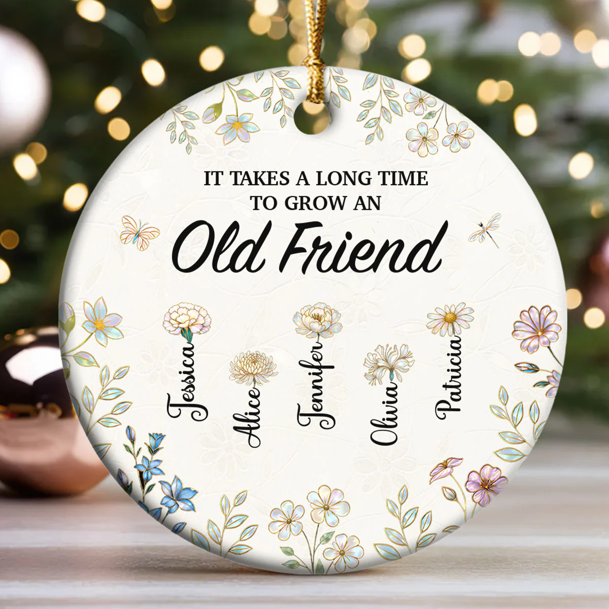 Sisters Are Different Flowers From The Same Garden - Personalized Round Shaped Ceramic Ornament - Image 3