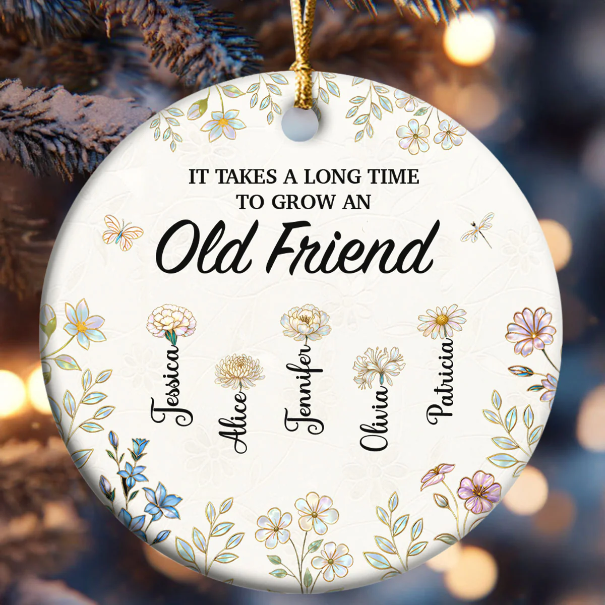 Sisters Are Different Flowers From The Same Garden - Personalized Round Shaped Ceramic Ornament - Image 6