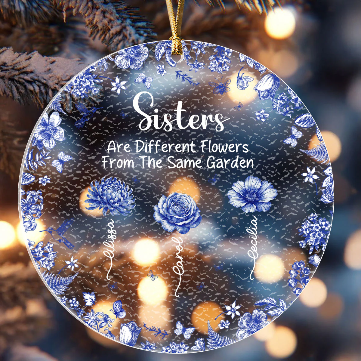 Sisters Are Different Flowers From The Same Garden - Personalized Stained Glass Ornament - Image 6