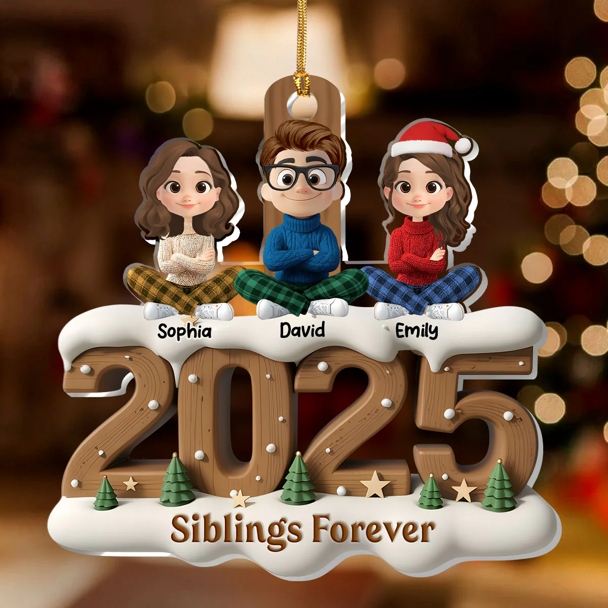 Sisters Besties Forever - Personalized 1-Layer Acrylic Ornament - Image 2