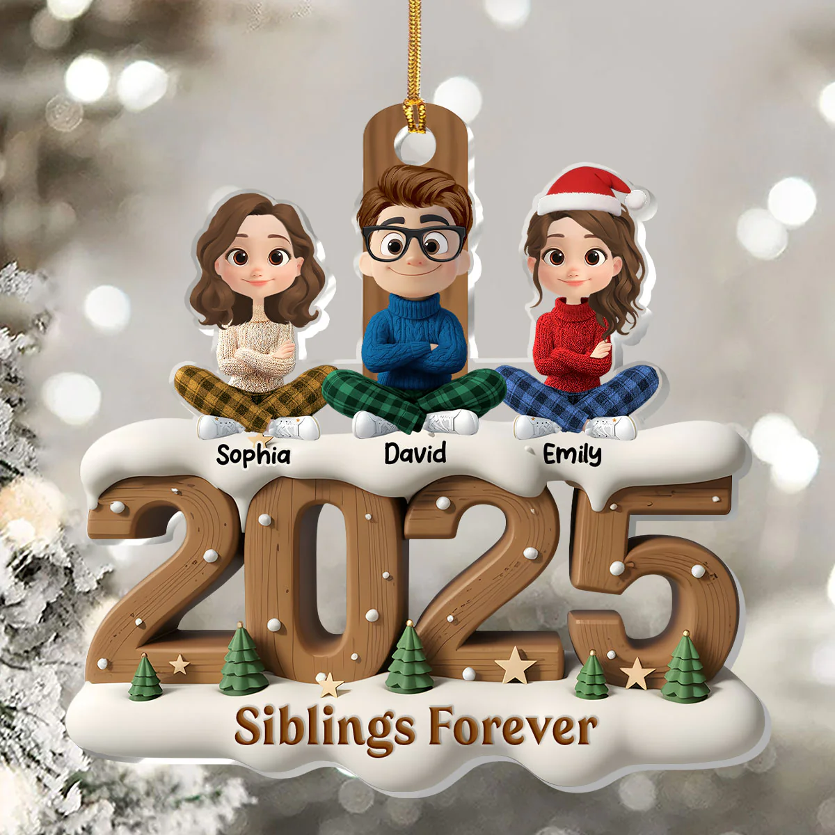 Sisters Besties Forever - Personalized 1-Layer Acrylic Ornament - Image 5