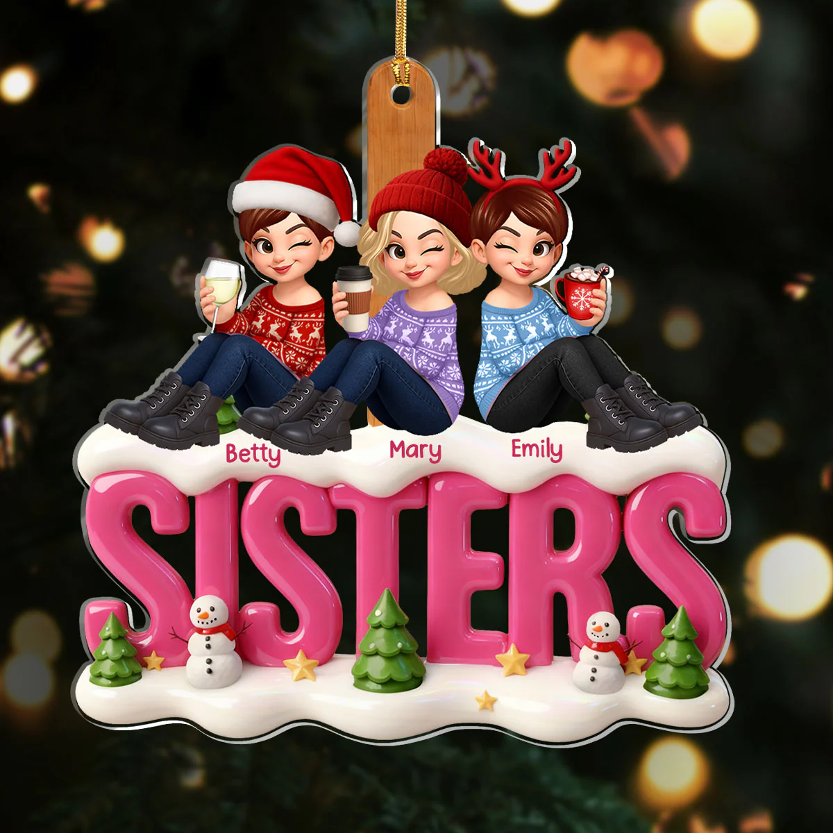 Sisters Forever - Personalized 1-Layer Acrylic Ornament