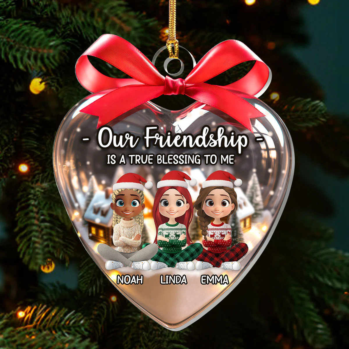 Sisters Forever - Personalized 1-Layer Acrylic Ornament - Image 3