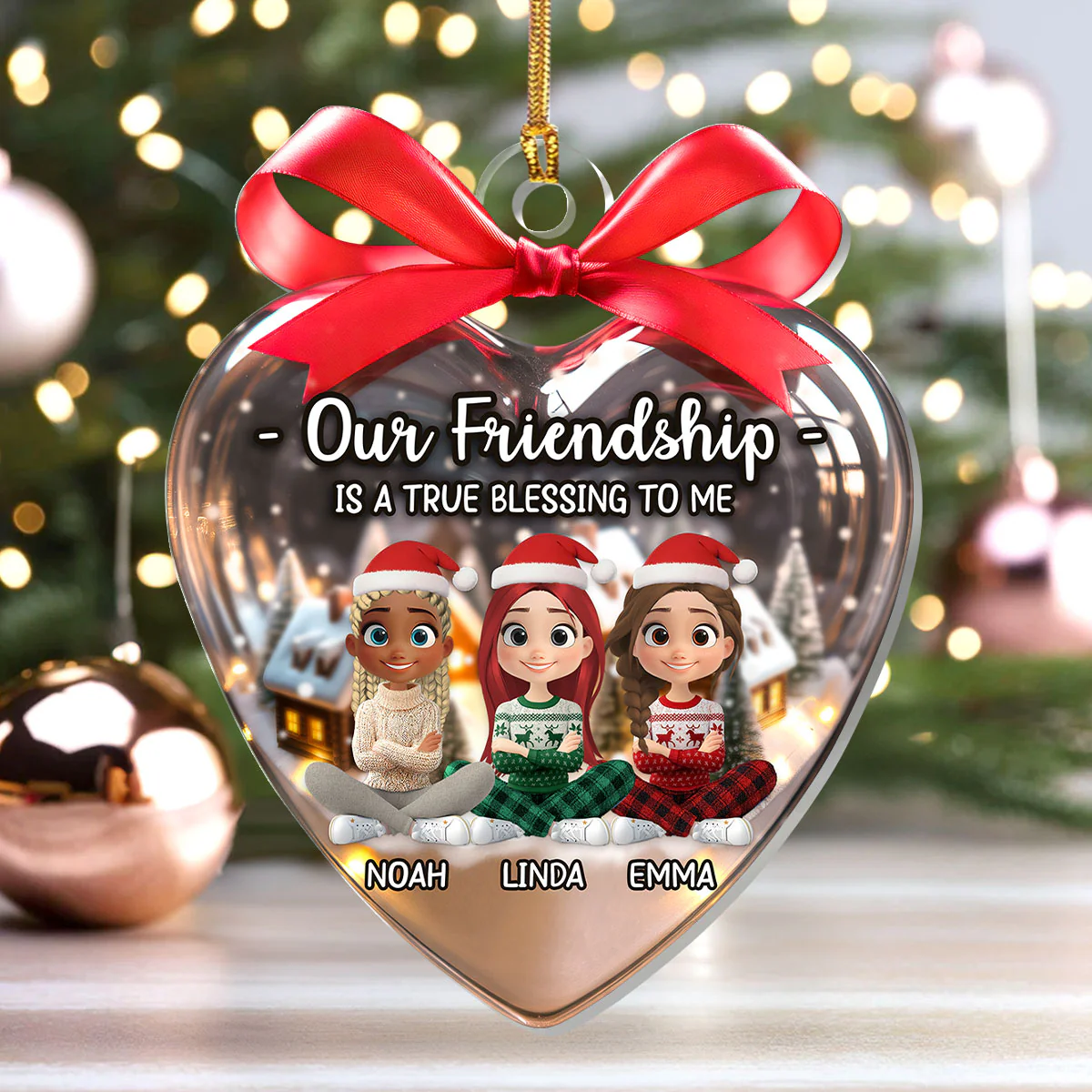 Sisters Forever - Personalized 1-Layer Acrylic Ornament - Image 4
