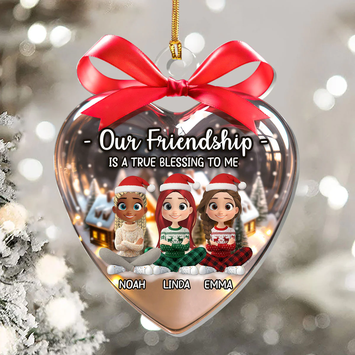 Sisters Forever - Personalized 1-Layer Acrylic Ornament - Image 5