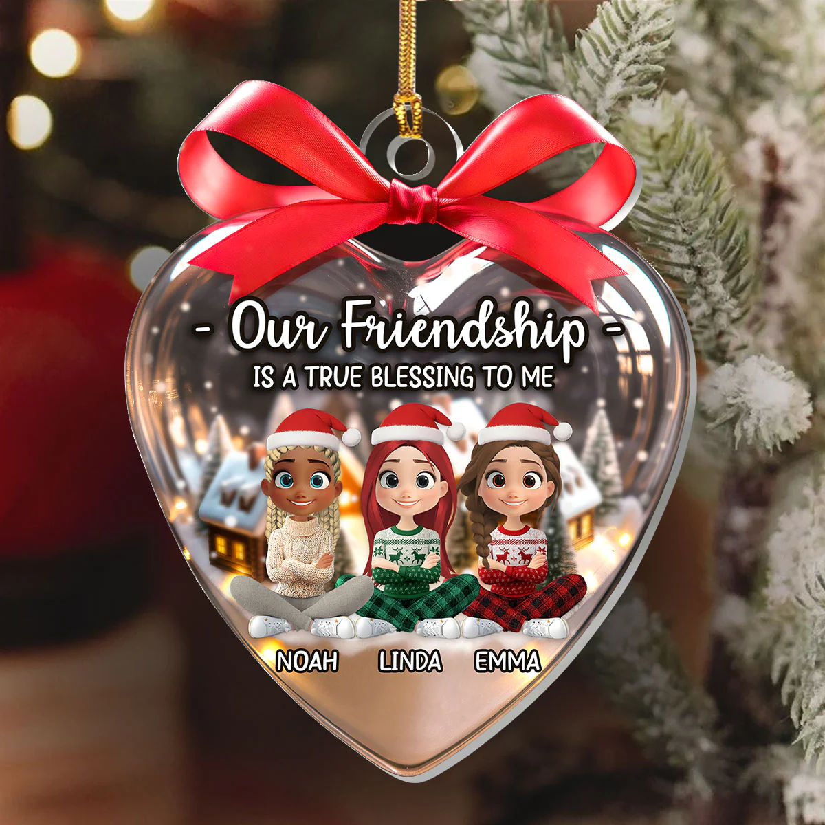 Sisters Forever - Personalized 1-Layer Acrylic Ornament - Image 6