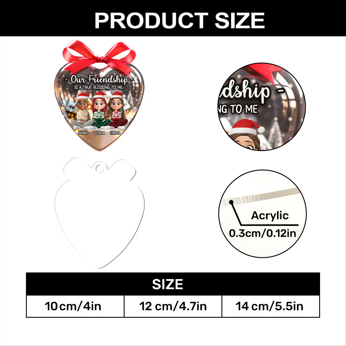 Sisters Forever - Personalized 1-Layer Acrylic Ornament - Image 7